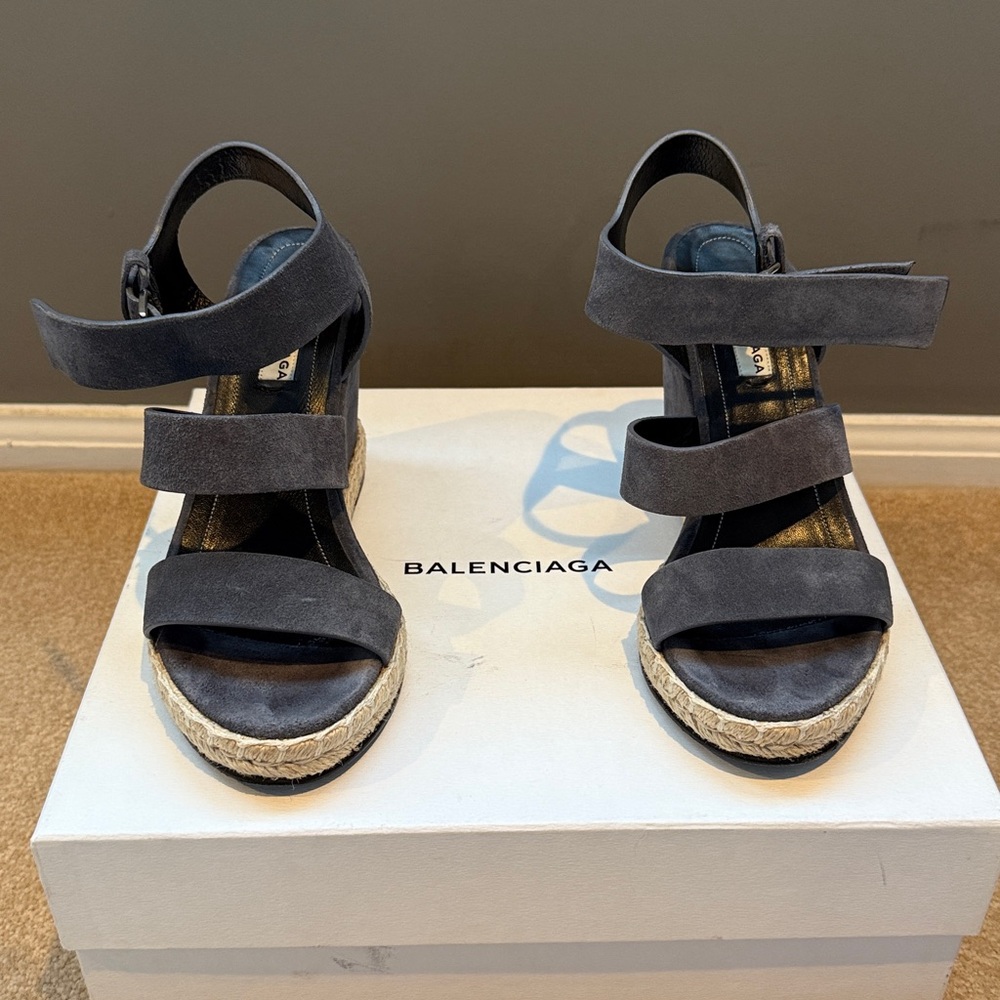 Balenciaga Women's Gray Wedge Sandals